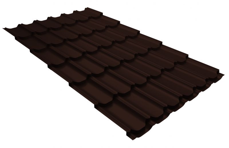 Металлочерепица Grand Line Kvinta Plus GreenCoat Pural Mat RR 887 шоколадно-коричневый (RAL 8017 шоколад)