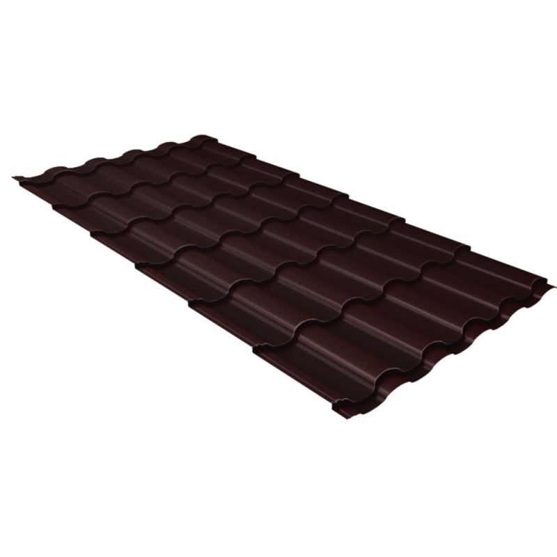 Металлочерепица Grand Line Kvinta Plus 3D PurLite Matt RAL 8017 шоколад