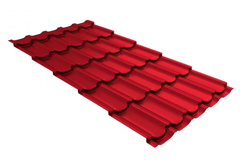 Металлочерепица Grand Line Kvinta Plus 3D PE 0,45 RAL 3003 рубиново-красный