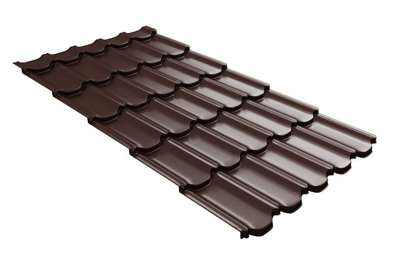Металлочерепица Grand Line Kvinta Plus 3D Velur Х RAL 8017 шоколад