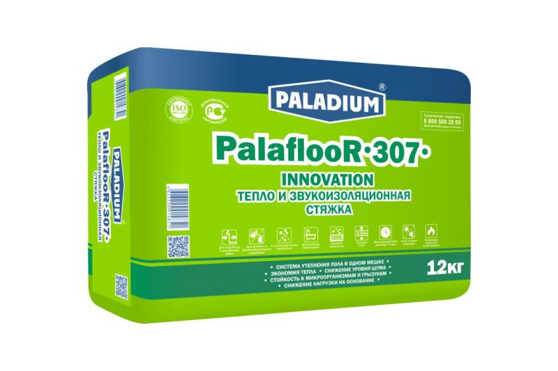 PALADIUM PalaflooR-307 Палафлоор-307 СТЯЖКА ПОЛА ТЕПЛО И ЗВУКОИЗОЛЯЦИОННАЯ С ПЕНОСТЕКЛОМ 12кг