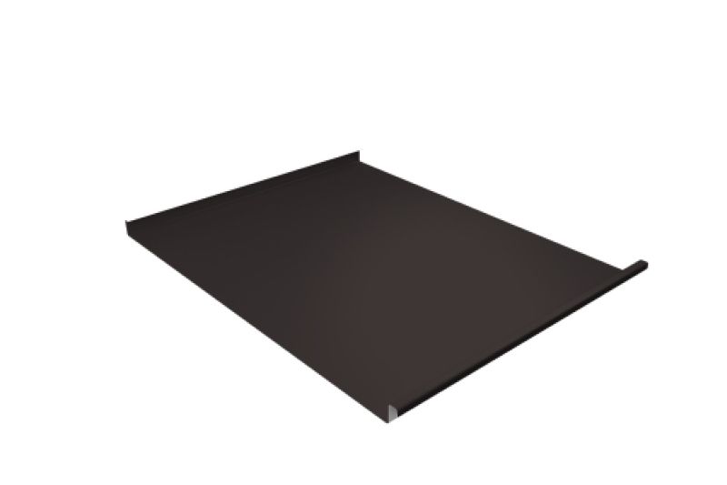 Фальц двойной стоячий Grand Line 0,5 GreenCoat Pural BT с пленкой на замках RR 32 темно-коричневый (RAL 8019 серо-коричневый)