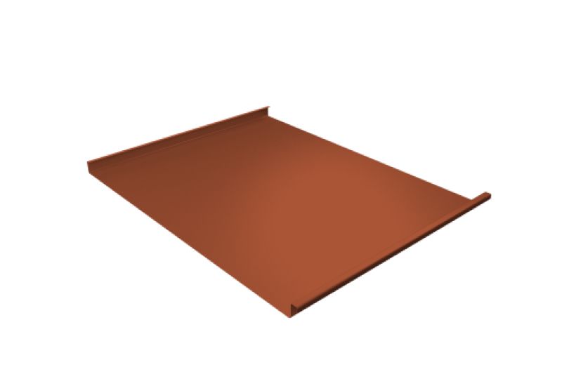 Фальц двойной стоячий Grand Line 0,5 Velur X с пленкой на замках RAL 8004 терракота