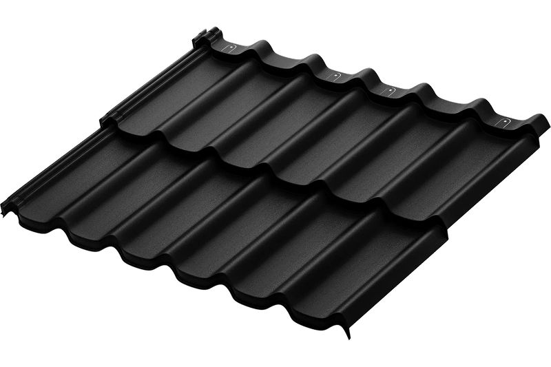 Модульная металлическая черепица Аквасистем Стокгольм XLL PU Matt (Zn180) 0,5мм Rooftop Бархат (лист 1185х875 мм) RAL 9005