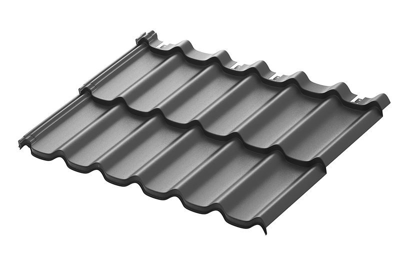 Модульная металлическая черепица Аквасистем Стокгольм PU Matt (Zn180) 0,5мм Rooftop Бархат (лист 1185х775мм) RAL 7024