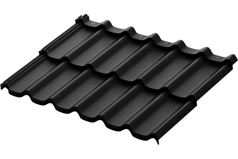 Модульная металлическая черепица Аквасистем Стокгольм PU Matt (Zn180) 0,5мм Rooftop Бархат (лист 1185х775мм) RAL 9005