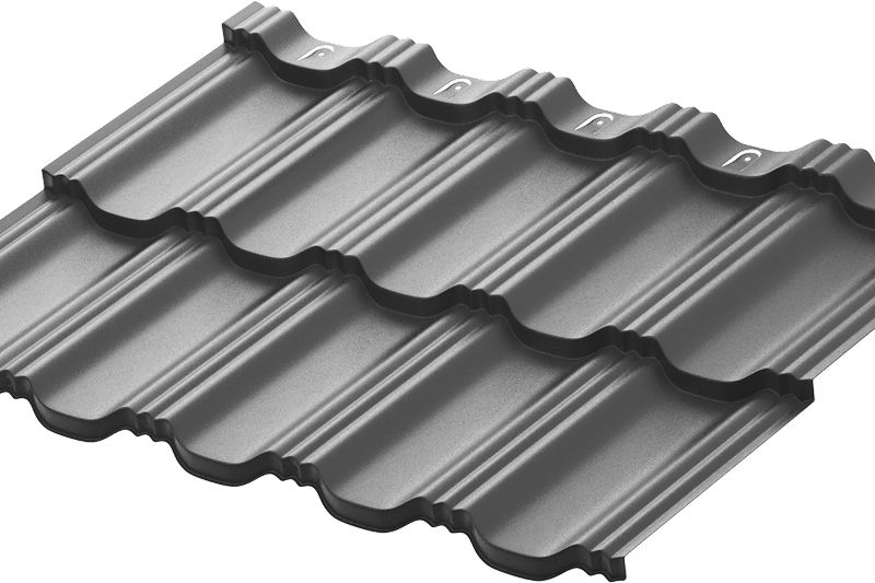 Модульная металлическая черепица Аквасистем Гётеборг PE (Zn140) 0,5мм (лист 1205х765 мм) RAL 7024