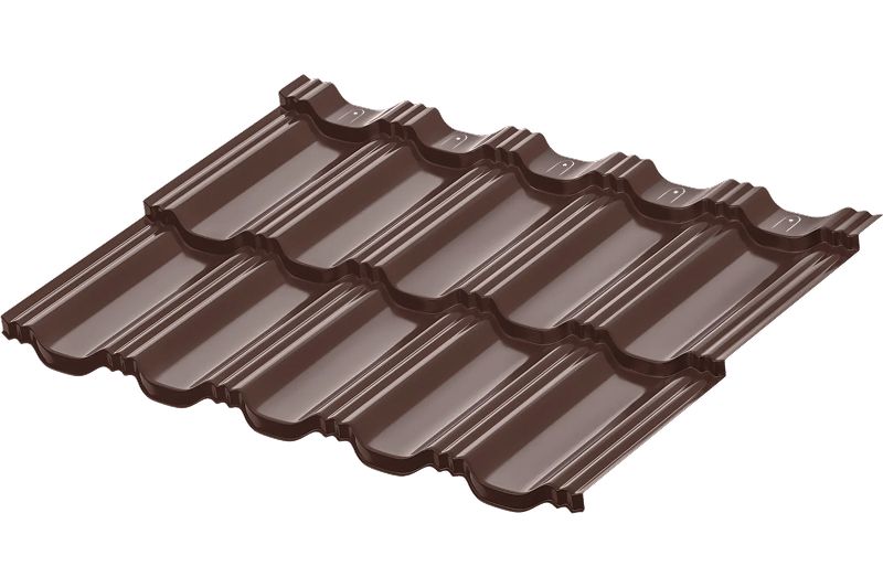 Модульная металлическая черепица Аквасистем Гётеборг PE (Zn140) 0,5мм (лист 1205х765 мм) RAL 8017