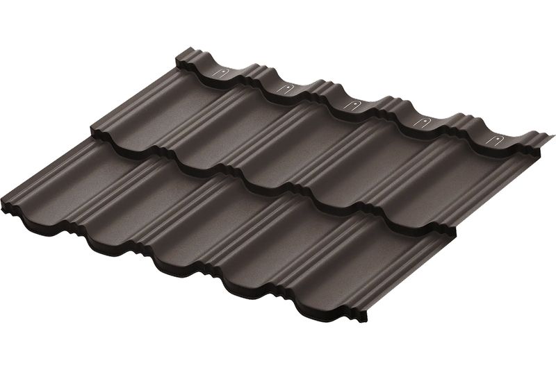 Модульная металлическая черепица Аквасистем Гётеборг PU Matt (Zn275) 0,5мм Rooftop Кашемир (лист 1205х765 мм) RAL 8017