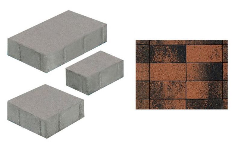 Плитка тротуарная ВЫБОР комплект из 3 видов плит Старый город Б.1.Ф.6см Листопад гладкий цвет Мустанг