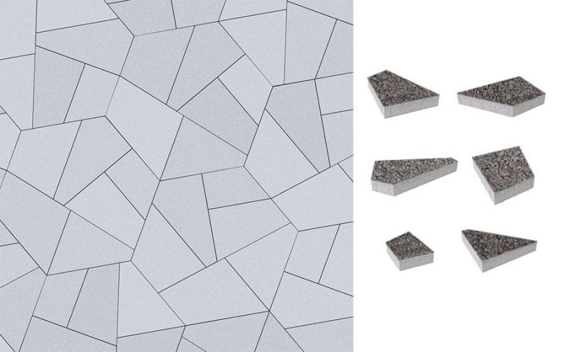 Плитка тротуарная ВЫБОР комплект из 6 видов плит Оригами 4Фсм.8 гранит цвет серый