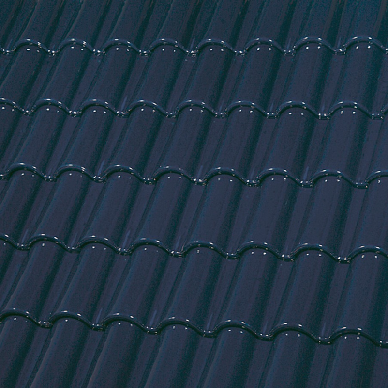 Керамическая черепица большая двухволновая ГЛАЗУРЬ С ДВУХ СТОРОН COBALT BLUE