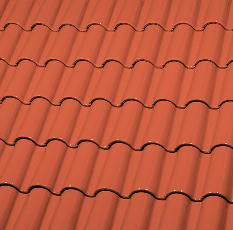 Керамическая черепица маленькая двухволновая ГЛАЗУРЬ С ДВУХ СТОРОН TRANSPARENT RED